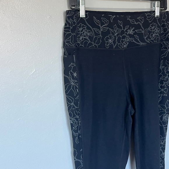 Skechers Black Floral Print Leggings – Women’s Size Large – High-Waisted - Picture 2 of 8